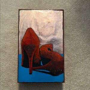 Red Mixed Media Art with Elegant High Heels